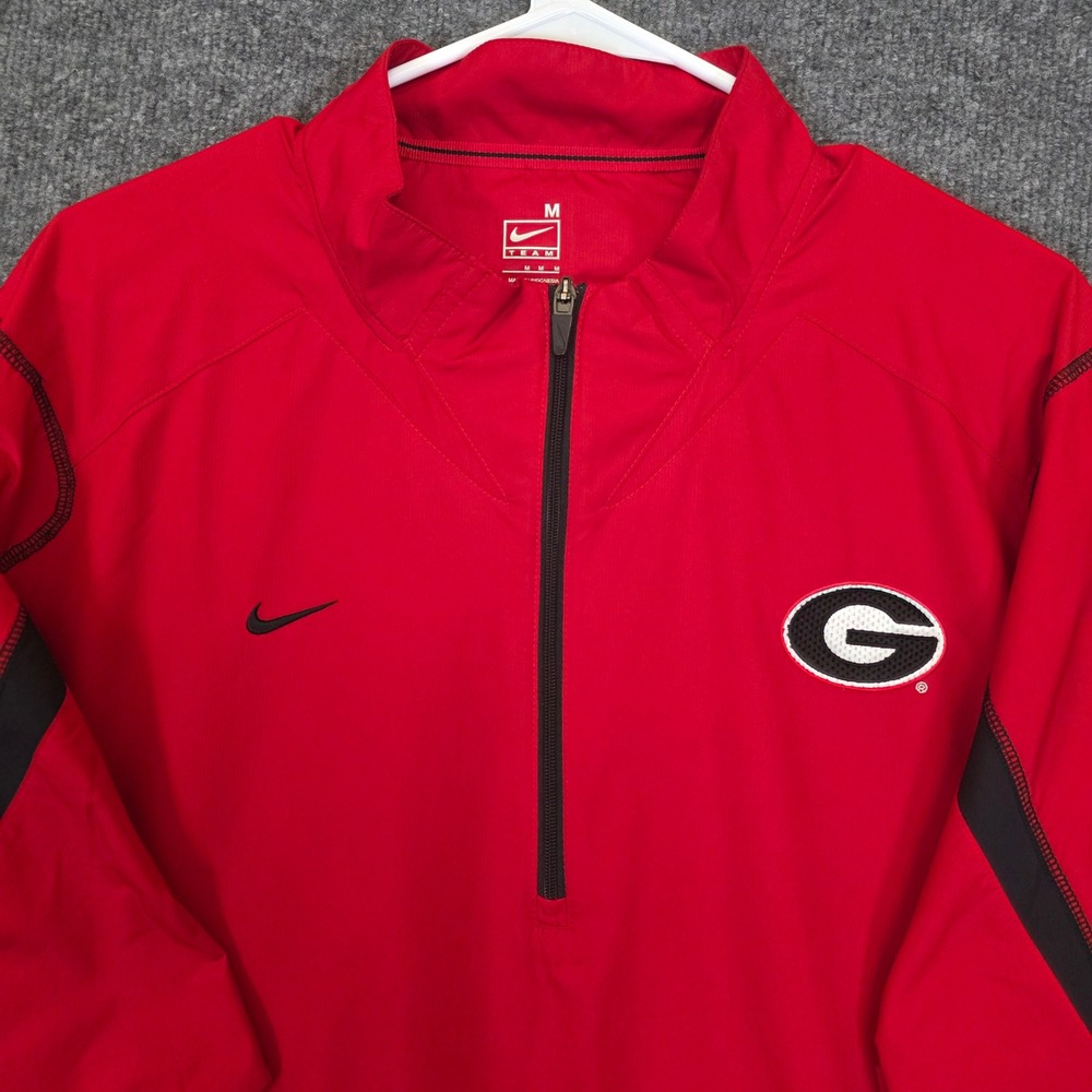 Nike Quarter Zip Windbreaker Men Medium Red Georgia Bulldogs UGA FITSTORM Jacket - Picture 3 of 13